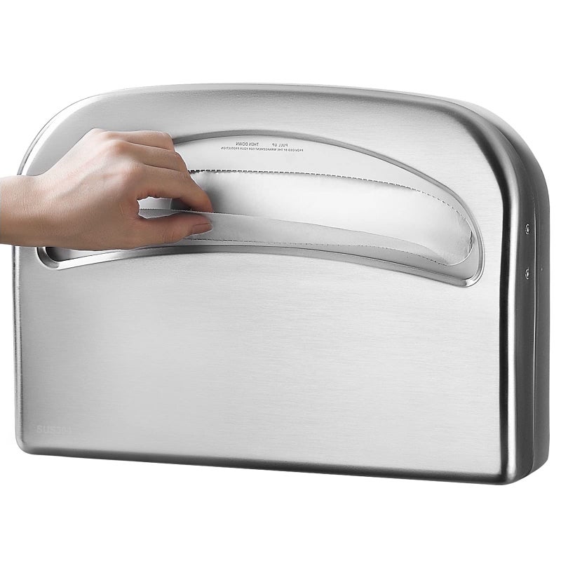 Gorlary Toilet Seat Cover Dispenser Wall Mount Commercial, Half Fold Toilet Seat Cover Dispenser, 304 Stainless Steel, 16-Inch - Image 1